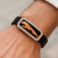 Premium Jaguar Logo Men’s Bracelet Black Ceramic Stretch Band with Silver CZ Plate