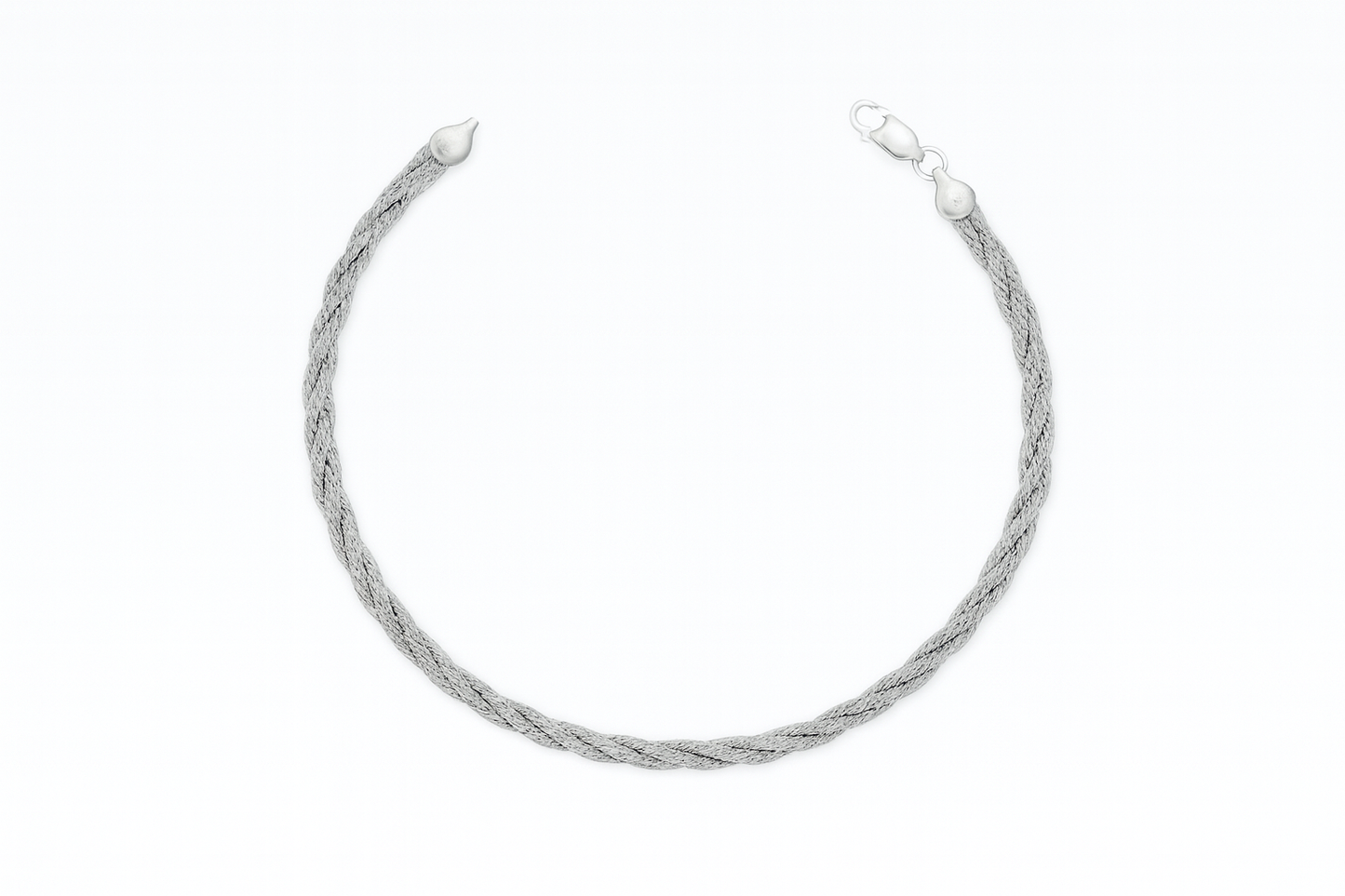 Elegant Silver Braided Rope Anklet for Women & Girls | Minimal Textured Daily Wear Adjustable Ankle Bracelet