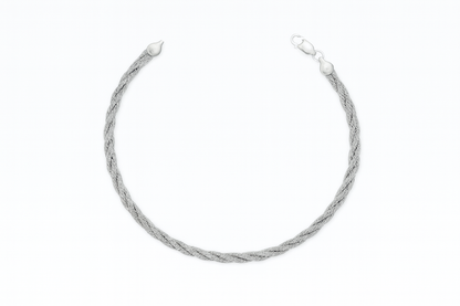 Elegant Silver Braided Rope Anklet for Women & Girls | Minimal Textured Daily Wear Adjustable Ankle Bracelet