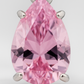 Pink Teardrop Pendant Necklace White Gold Finish with CZ Accents
