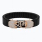 Premium Shubh Men’s Bracelet Black Ceramic Stretch Band with Rose Gold CZ Plate