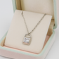 Minimal Lock Pendant Necklace with CZ Stone in White Gold Finish