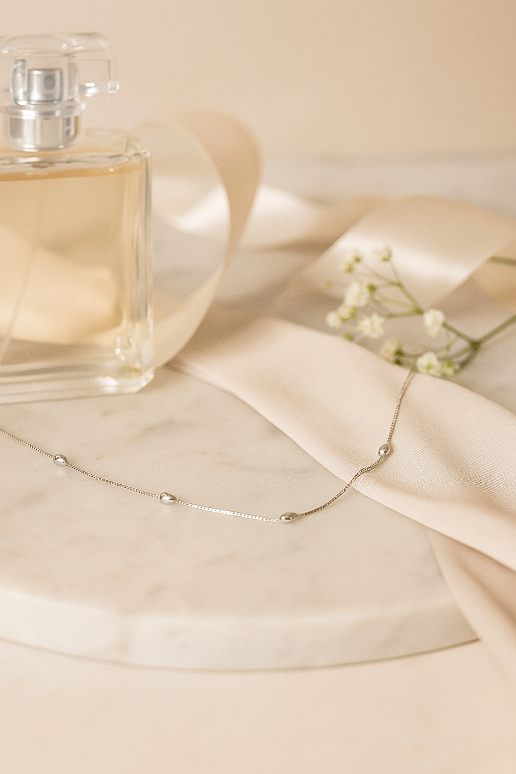 Silver Teardrop Station Necklace for Women – Minimal & Elegant