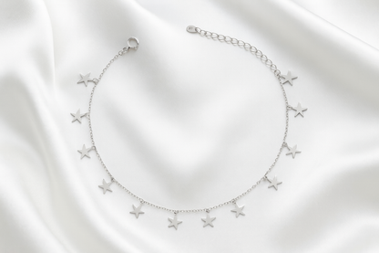 Elegant Silver Star Charm Anklet for Women & Girls | Minimal Daily Wear Adjustable Chain Anklet