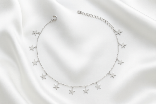 Elegant Silver Star Charm Anklet for Women & Girls | Minimal Daily Wear Adjustable Chain Anklet
