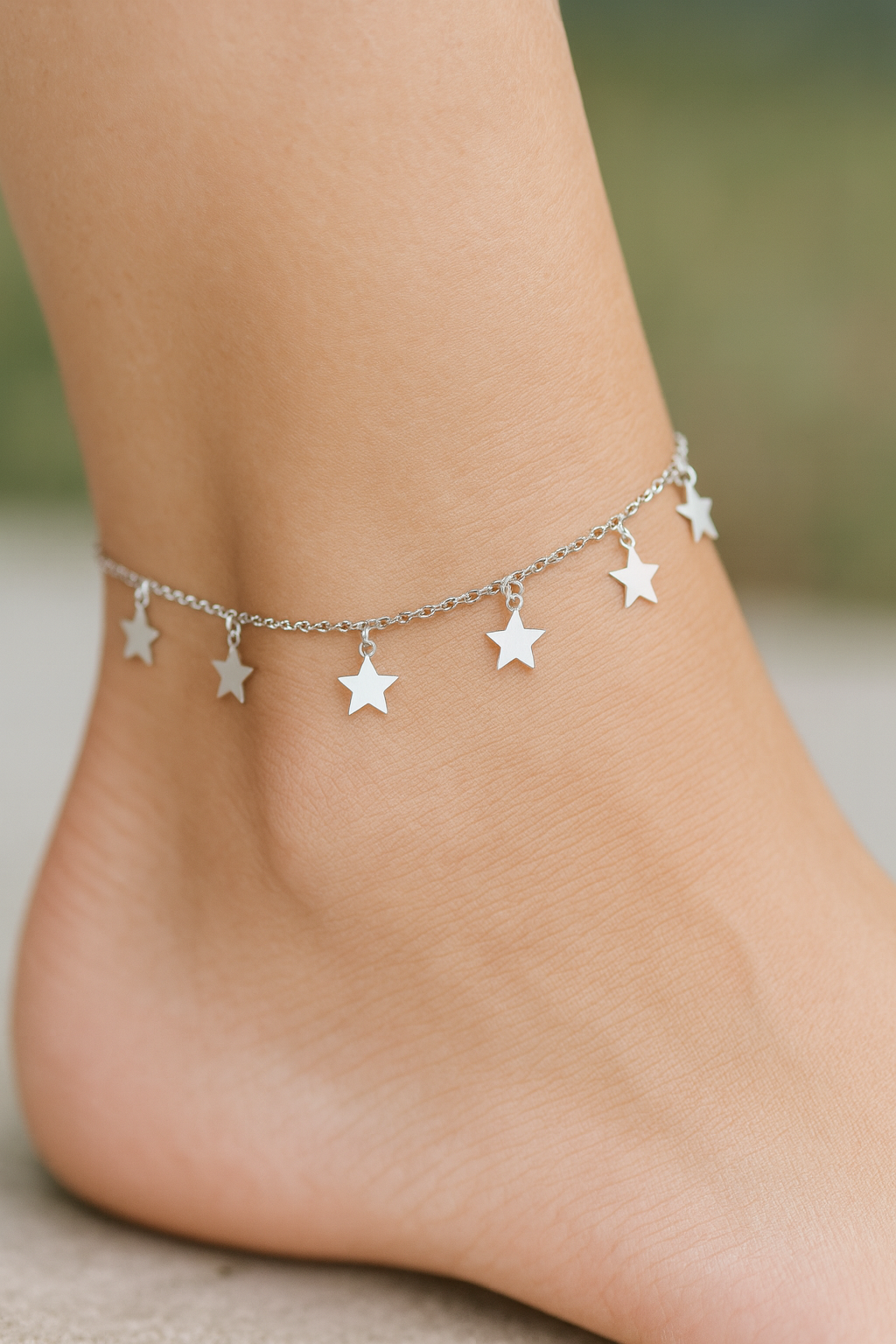 Elegant Silver Star Charm Anklet for Women & Girls | Minimal Daily Wear Adjustable Chain Anklet