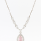 Pink Teardrop Pendant Necklace White Gold Finish with Halo CZ Stones