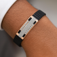 Premium Black Ceramic Men’s Bracelet with Rose Gold CZ Plate | Luxury Daily Wear Stretch Bracelet