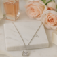 Minimal Lock Pendant Necklace with CZ Stone in White Gold Finish