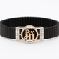 Premium Maa Logo Men’s Bracelet Black Ceramic Stretch Band with Rose Gold CZ Plate