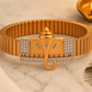 Premium Ganesh Designer Men’s Bracelet Rose-Gold Ceramic Stretch Band with CZ Embellished Detailing