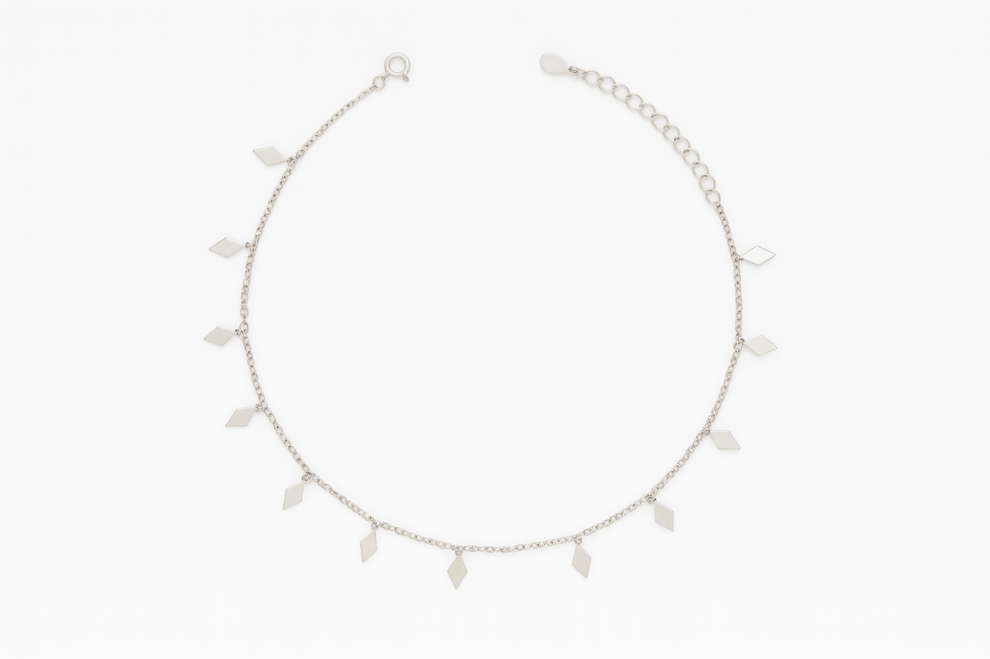 Elegant Silver Diamond Shape Charm Anklet for Women & Girls | Minimal Daily Wear Adjustable Chain Anklet