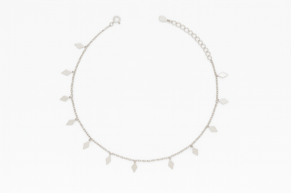 Elegant Silver Diamond Shape Charm Anklet for Women & Girls | Minimal Daily Wear Adjustable Chain Anklet