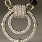 Silver Tone CZ Circle Pendant Necklace with Black Beads for Women
