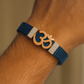 Premium Om Designer Men’s Bracelet Rose-Gold Ceramic Stretch Band with CZ Studded Side Detailing