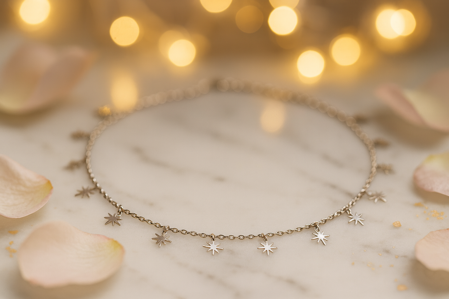 Elegant Silver Starburst Charm Anklet for Women & Girls | Dainty Celestial Daily Wear Adjustable Chain Anklet