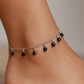 Elegant Silver Black Drop Charm Anklet for Women & Girls | Minimal Daily Wear Adjustable Chain Anklet