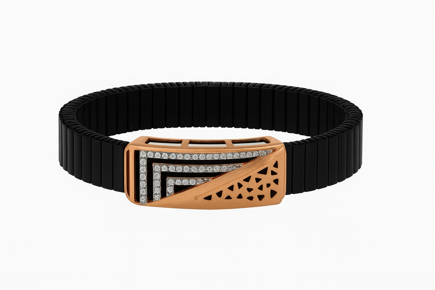 Vector Royale Bracelet in Rose Gold, Black Enamel & Diamonds, For Man
