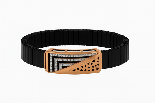 Vector Royale Bracelet in Rose Gold, Black Enamel & Diamonds, For Man