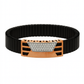 Premium Men’s Bracelet Black Ceramic Stretch Band with Silver CZ Designer Plate